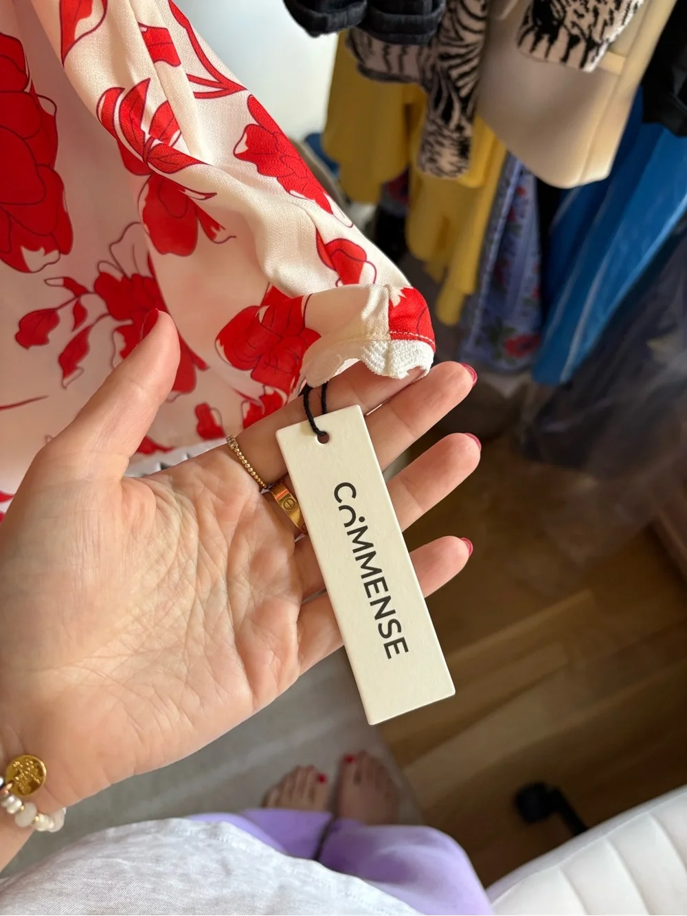 NWT Strapless Floral Romper in White with Red Flowers